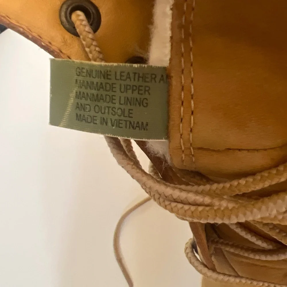 Timberland Womens Wheat Leather Faux Fur Trim Lace Up Boots 89379 Size 6M